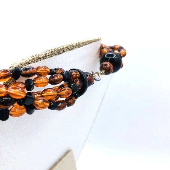 Vintage Lucite Necklace Multi Beaded Faux Amber Necklace 18 in - Picture 5 of 7